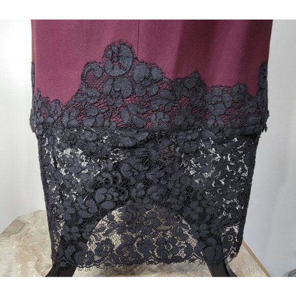 Erdem 'Keni' Lace Trim Shift Dress, Burgundy & Black, Womens Size 4 US - Picture 7 of 10